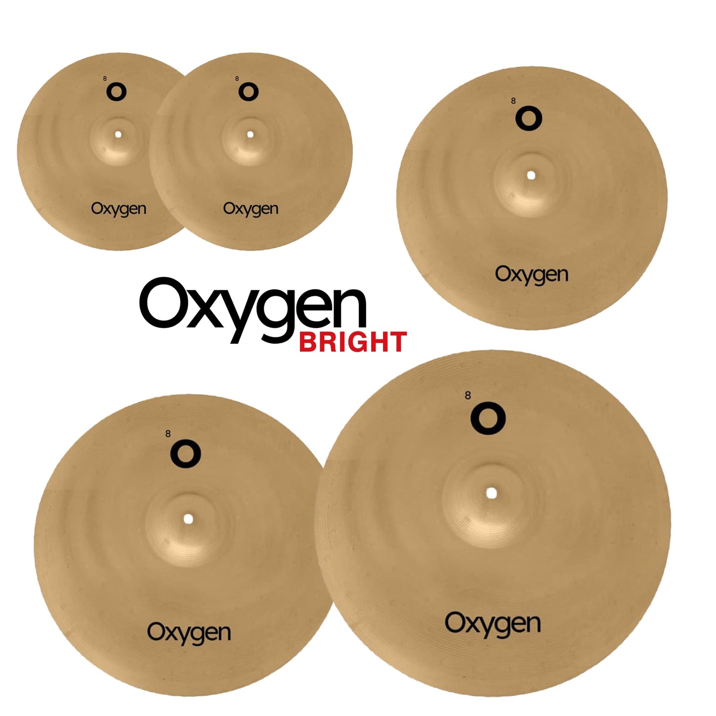 Red Cymbals Oxygen Series Bright Cymbal Set Red Cymbals Elements: Oxygen Bright B8 5 piece set + 20" bag Red Cymbals Elements: Oxygen Bright B8 5 piece set + 20" bag