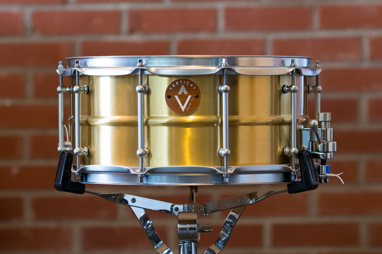 Vertical Drum Co. Refrain 6.5×14" Raw Brass Snare Drum Satin with Trick Throw