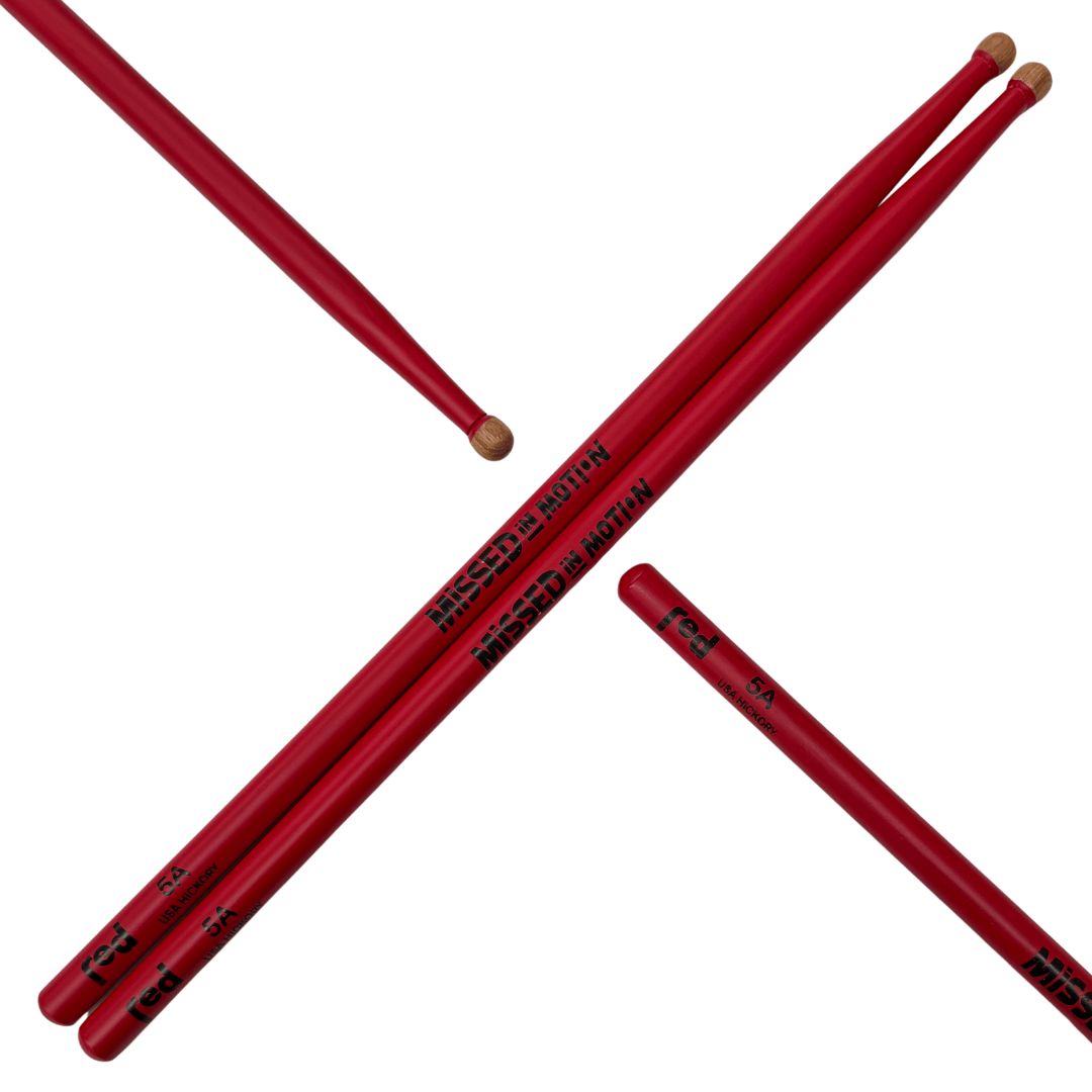 Red Cymbals Drum Sticks Red Drumsticks Limited Edition Missed in Motion Sticks Red Drumsticks Limited Edition Missed in Motion Sticks