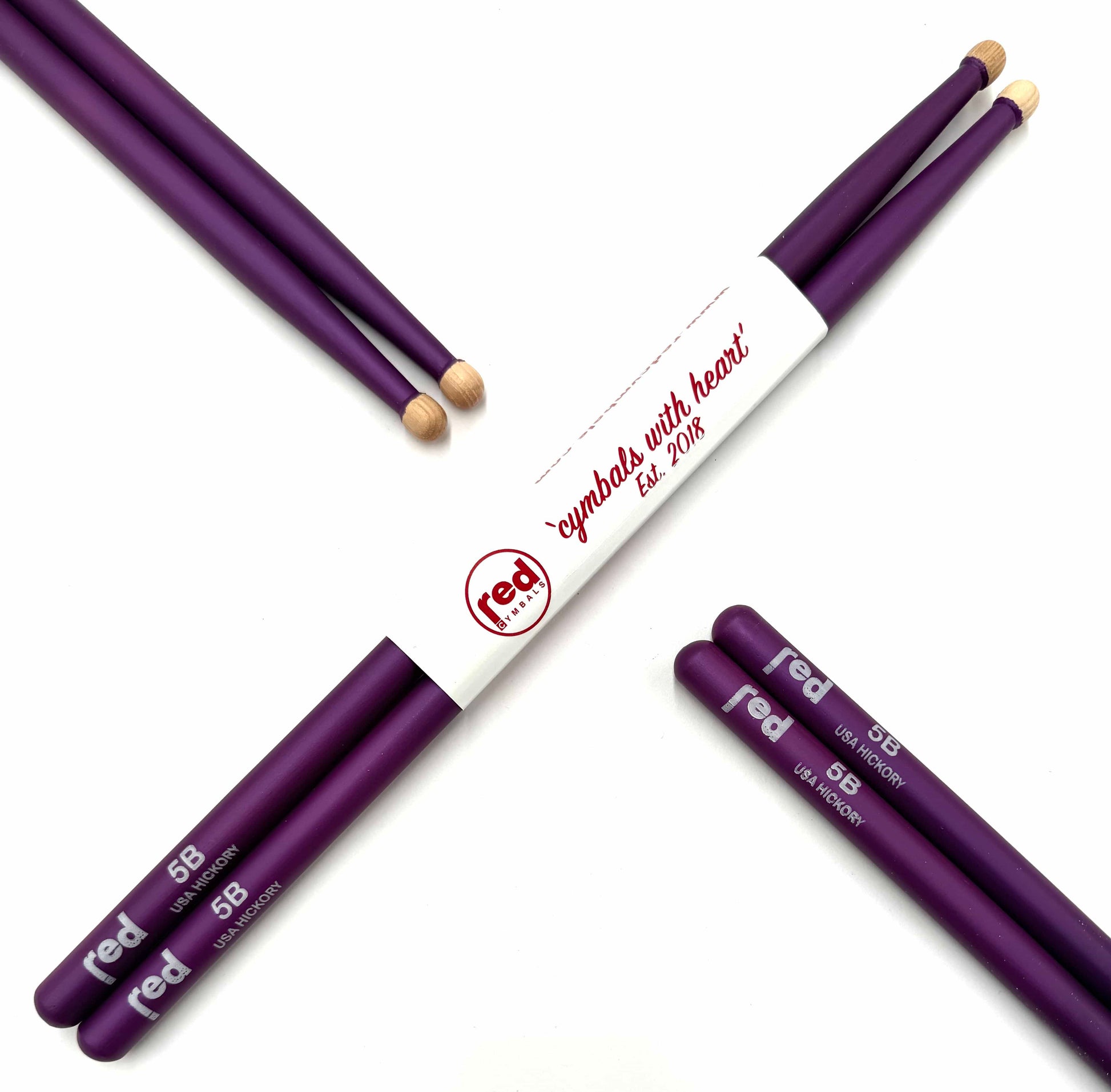 Red Cymbals Drum Sticks Red Drumsticks Colour Series multiple sizes Red Cymbals Colour Series Red & Purple Drumsticks 