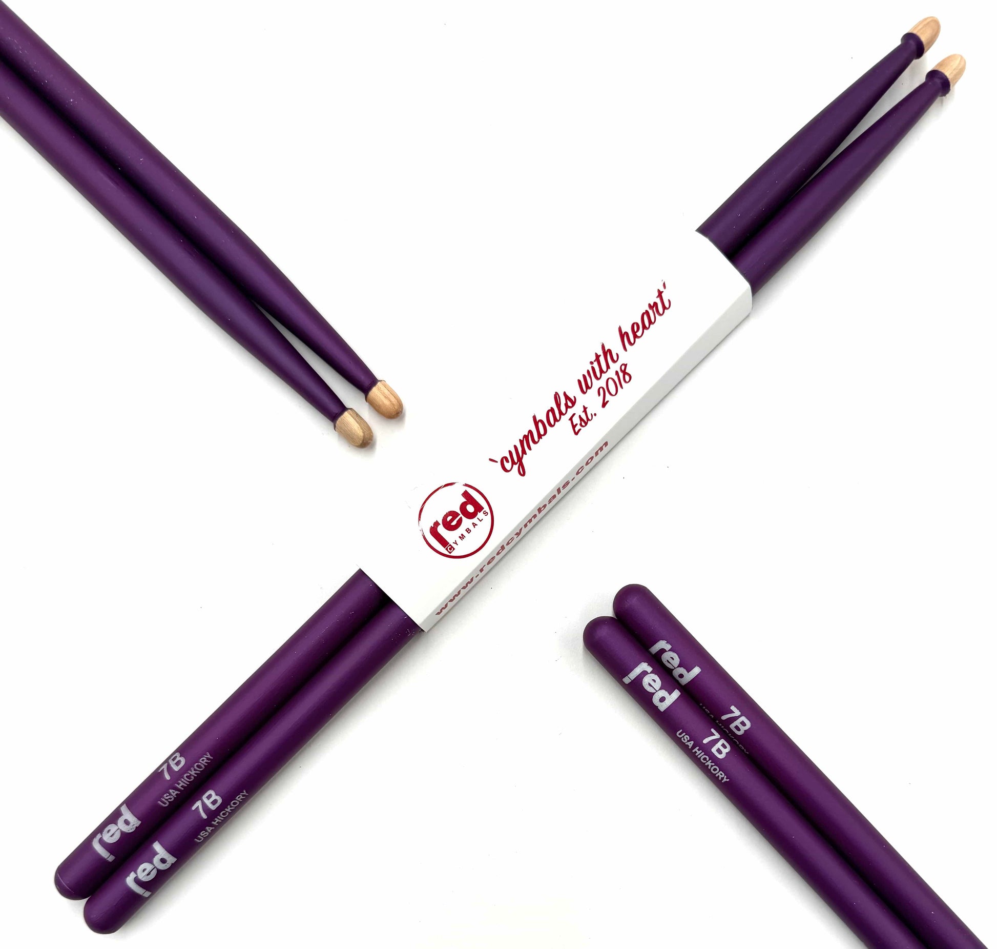 Red Cymbals Drum Sticks Red Drumsticks Colour Series multiple sizes Red Cymbals Colour Series Red & Purple Drumsticks 