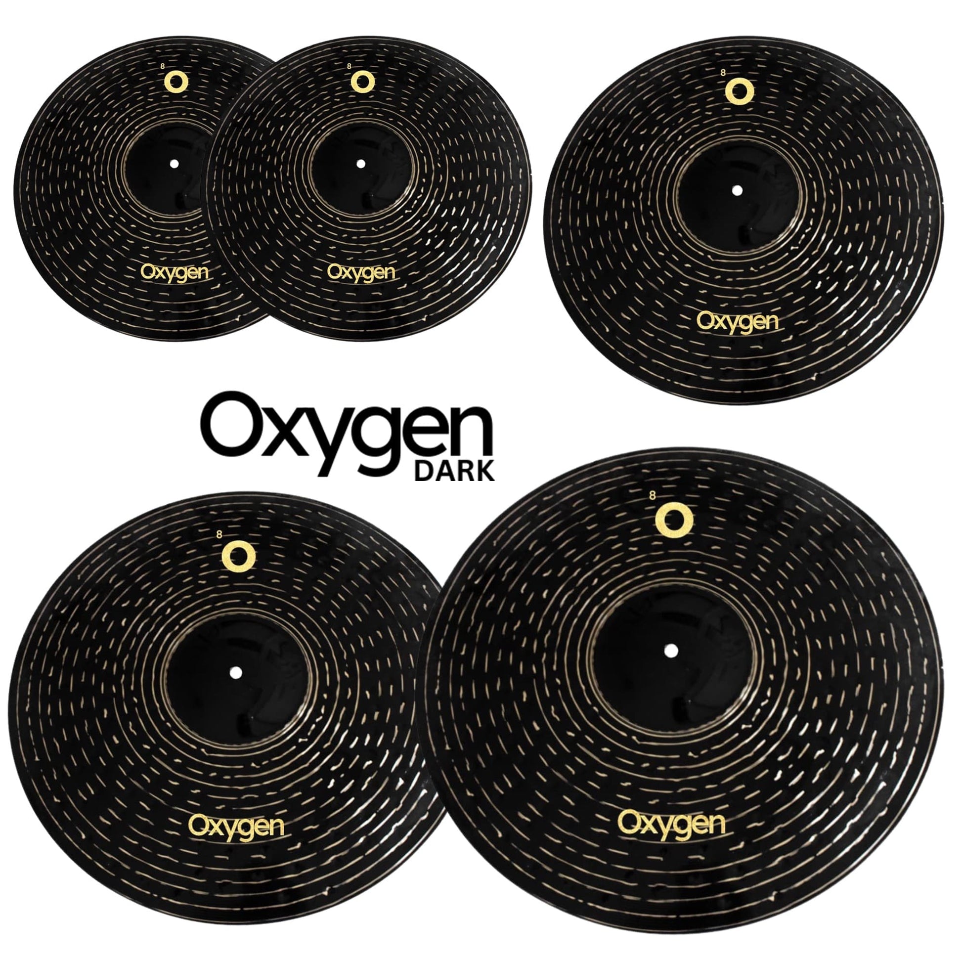 Red Cymbals Oxygen Series Dark Cymbal Set Red Cymbals Elements: Oxygen Dark B8 5 piece set + 20" bag Red Cymbals Elements: Oxygen Dark B8 5 piece set + 20" bag