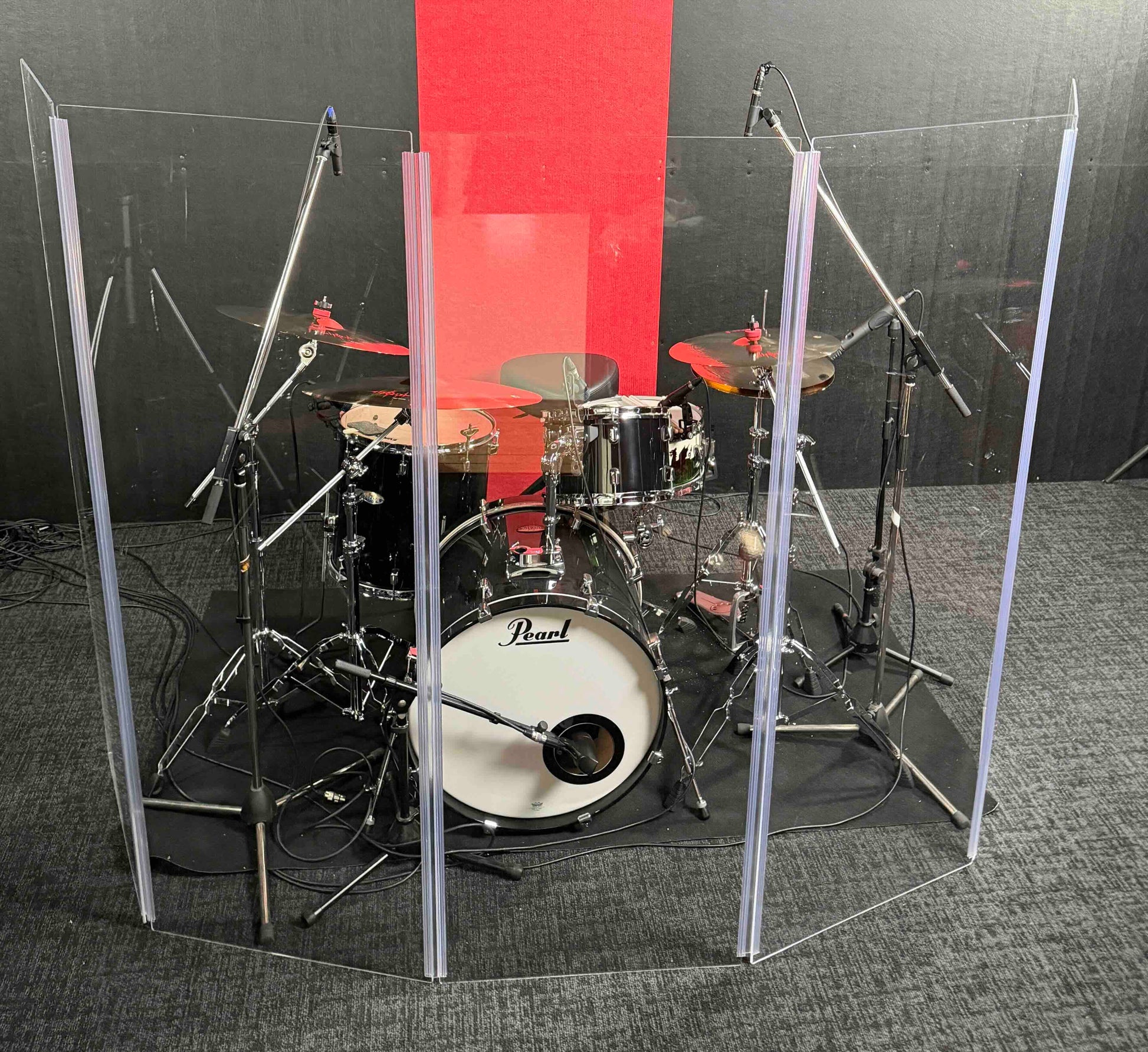 Red Cymbals Drum Screen Red Drum / Sound Screen 5 Panels 167.5cm x 60cm 4.5mm Red Cymbals Drum Screen / Shield