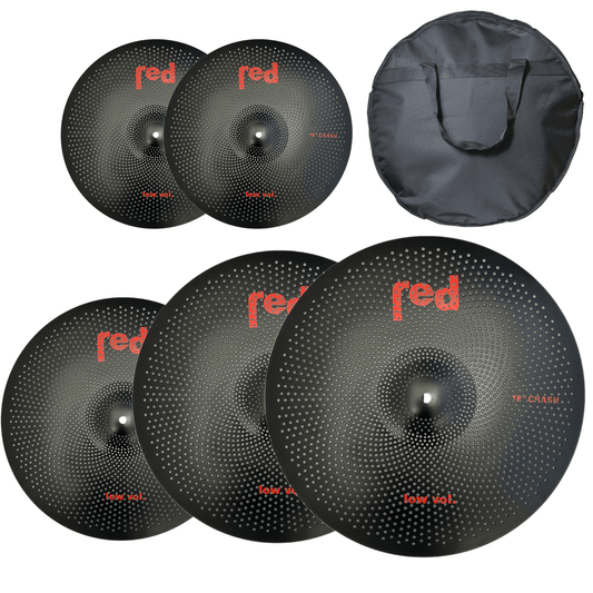 Red Cymbals Low Volume Cymbal Set Low Volume 5 piece Cymbal Set (Choice of 4 colours) with free 20" Bag Low Volume 5 piece Cymbal Set (Choice of 4 colours) with free 20" Bag