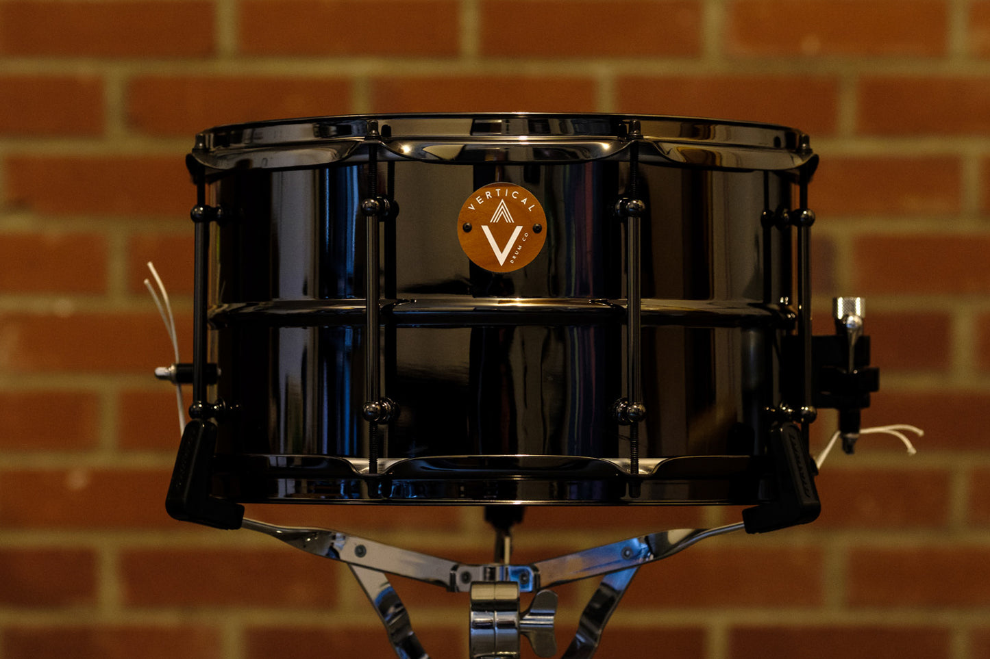 Vertical Drum Co. Chorus 8×14” Beaded Black Nickel/Brass Snare Drum Black with Trick Throw