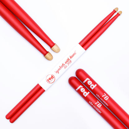 Red Cymbals Drum Sticks Red Drumsticks Colour Series multiple sizes Red Cymbals Colour Series Red & Purple Drumsticks 