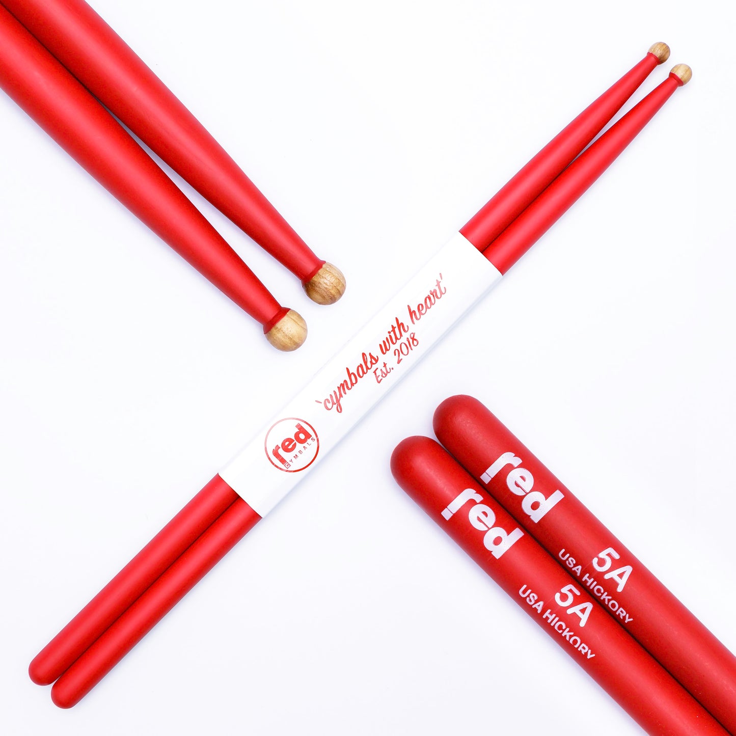 Red Cymbals Drum Sticks Red Drumsticks Colour Series multiple sizes Red Cymbals Colour Series Red & Purple Drumsticks 