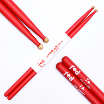 Red Cymbals Drum Sticks Red Drumsticks Colour Series multiple sizes Red Cymbals Colour Series Red & Purple Drumsticks 