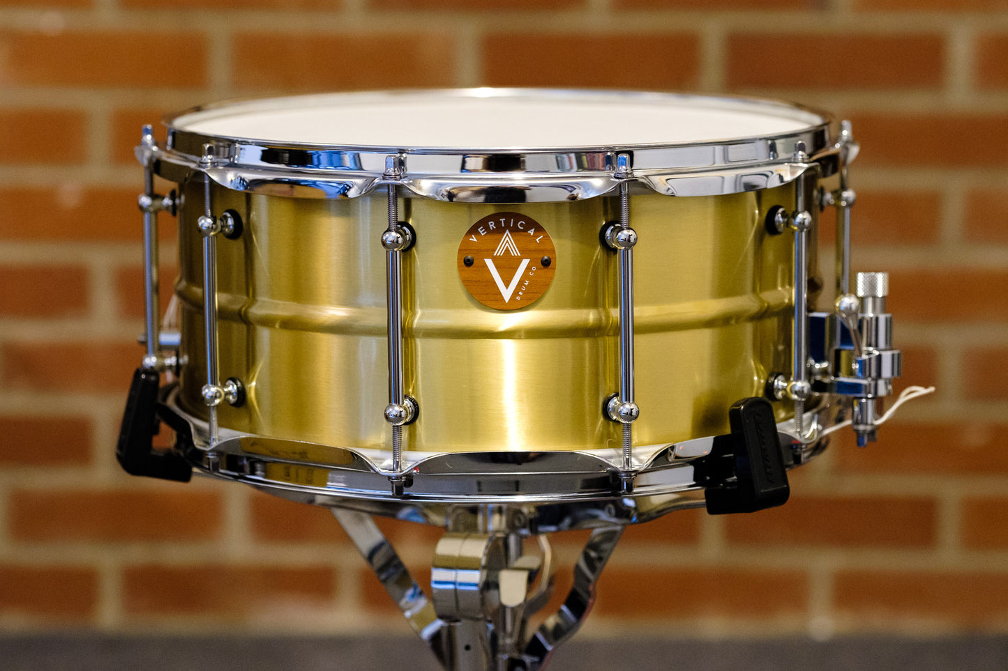 Vertical Drum Co. Refrain 6.5×14" Raw Brass Snare Drum Chrome with Trick Throw