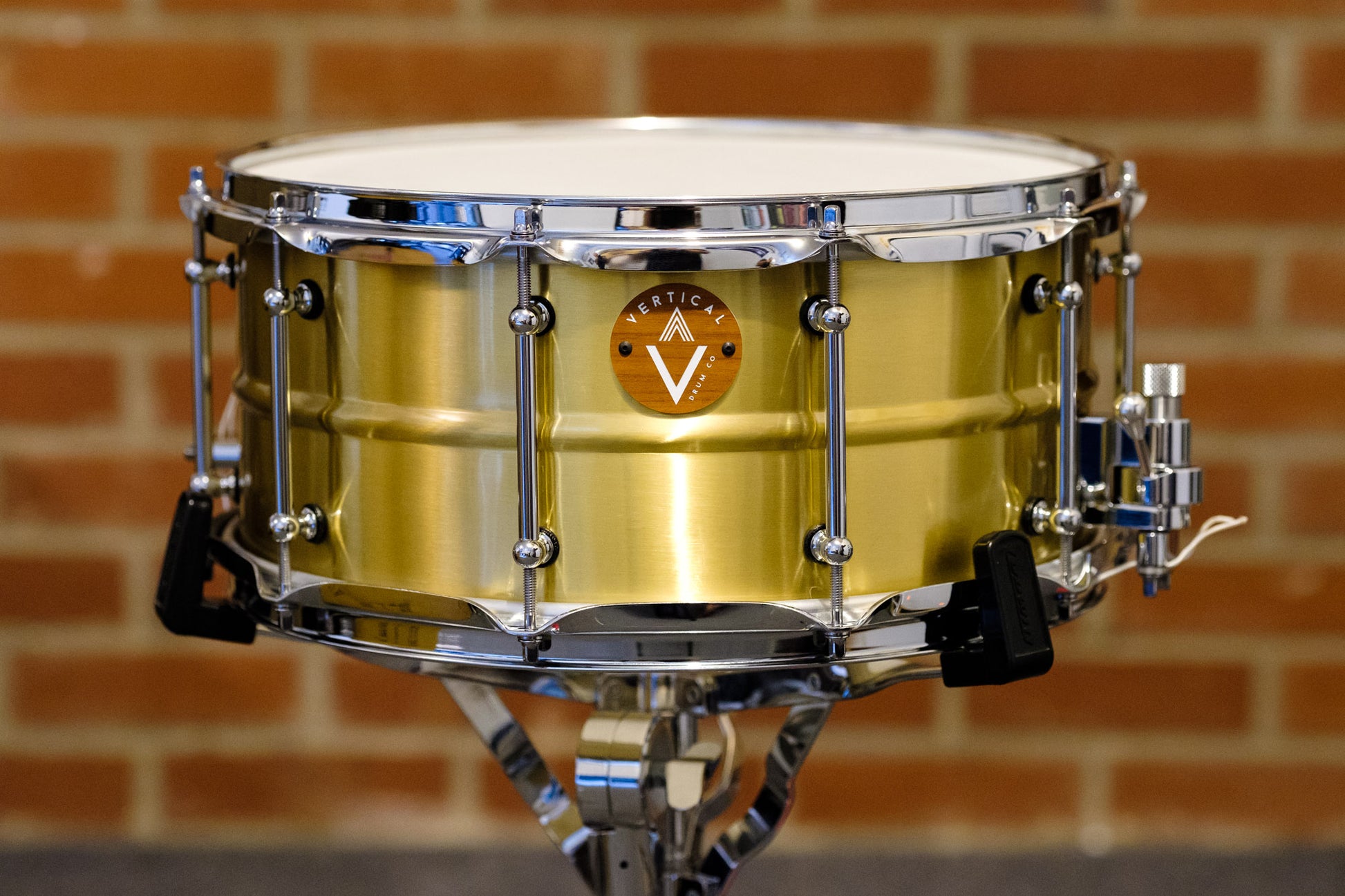 Vertical Drum Co. Refrain 6.5×14" Raw Brass Snare Drum Chrome with Trick Throw