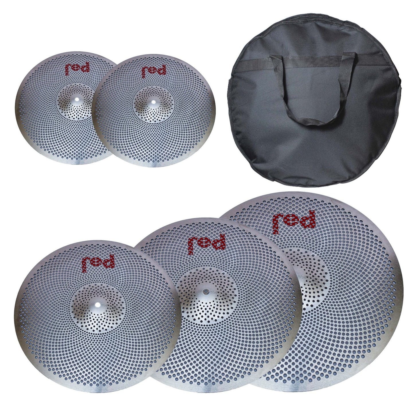 Red Cymbals Low Volume Cymbal Set Low Volume 5 piece Cymbal Set (Choice of 4 colours) with free 20" Bag Low Volume 5 piece Cymbal Set (Choice of 4 colours) with free 20" Bag